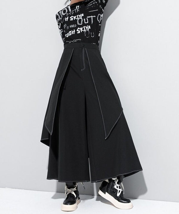 Asymmetric Fold Wide Pants
